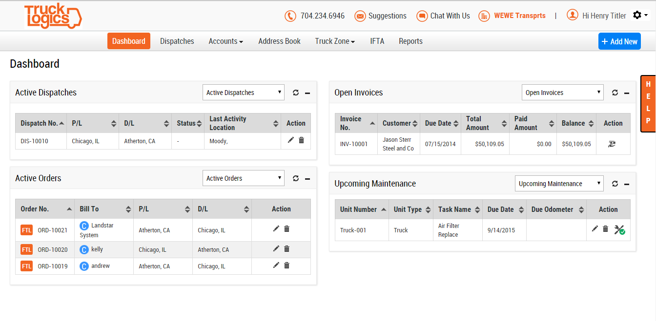 TrucksLogics screenshot - 11 Beste Buchhaltungssoftware für das Transportwesen im Test 2026