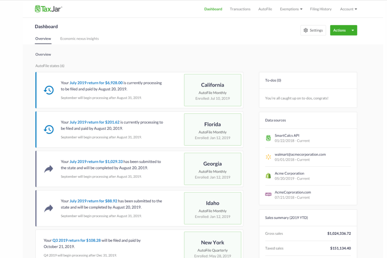 TaxJar screenshot - 11 meilleurs logiciels de fiscalité d’entreprise testés en 2026