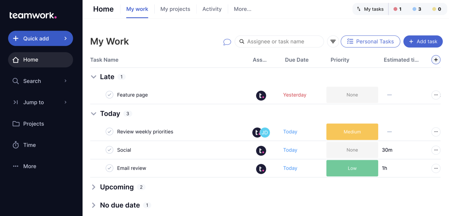 Teamwork screenshot - 17 meilleurs logiciels de budgétisation basée sur zéro évalués en 2026