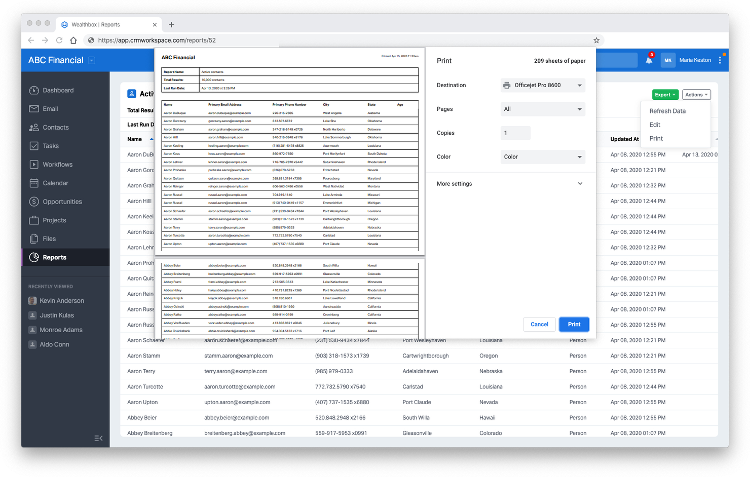 Wealthbox CRM screenshot - 14 Meilleurs CRM Financiers Passés en Revue en 2026