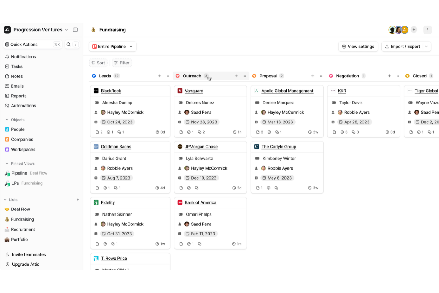 Attio screenshot - 14 Meilleurs CRM Financiers Passés en Revue en 2026