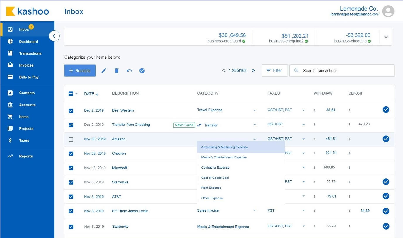 Kashoo screenshot - 10 Meilleurs Logiciels de Comptabilité Fiscale pour Petites Entreprises Passés en Revue en 2026