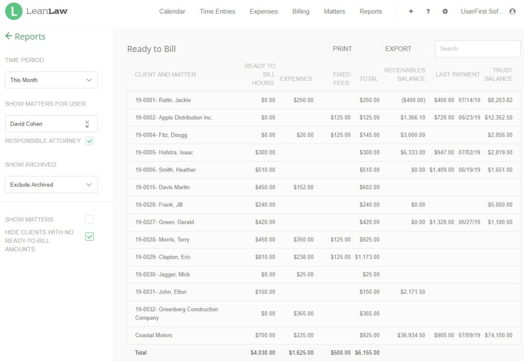 LeanLaw screenshot - 12 Beste Trust-Buchhaltungssoftware im Test 2026