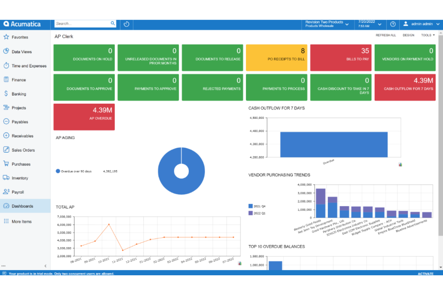 Acumatica screenshot - 15 Meilleurs Logiciels de Comptabilité d’Entreprise Passés en Revue en 2026