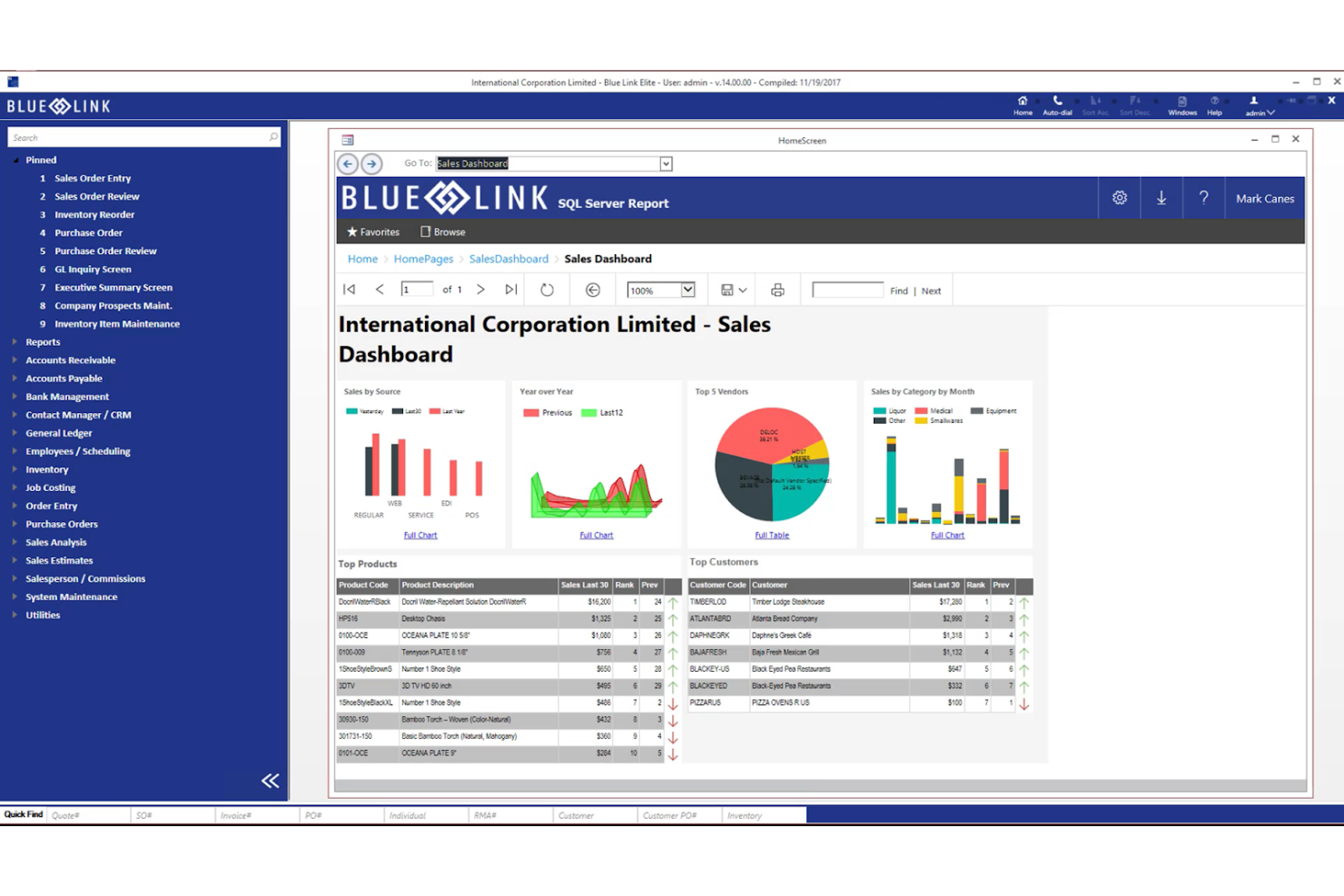 Blue Link ERP screenshot - 10 Meilleurs Logiciels de Comptabilité Multidevises en 2026