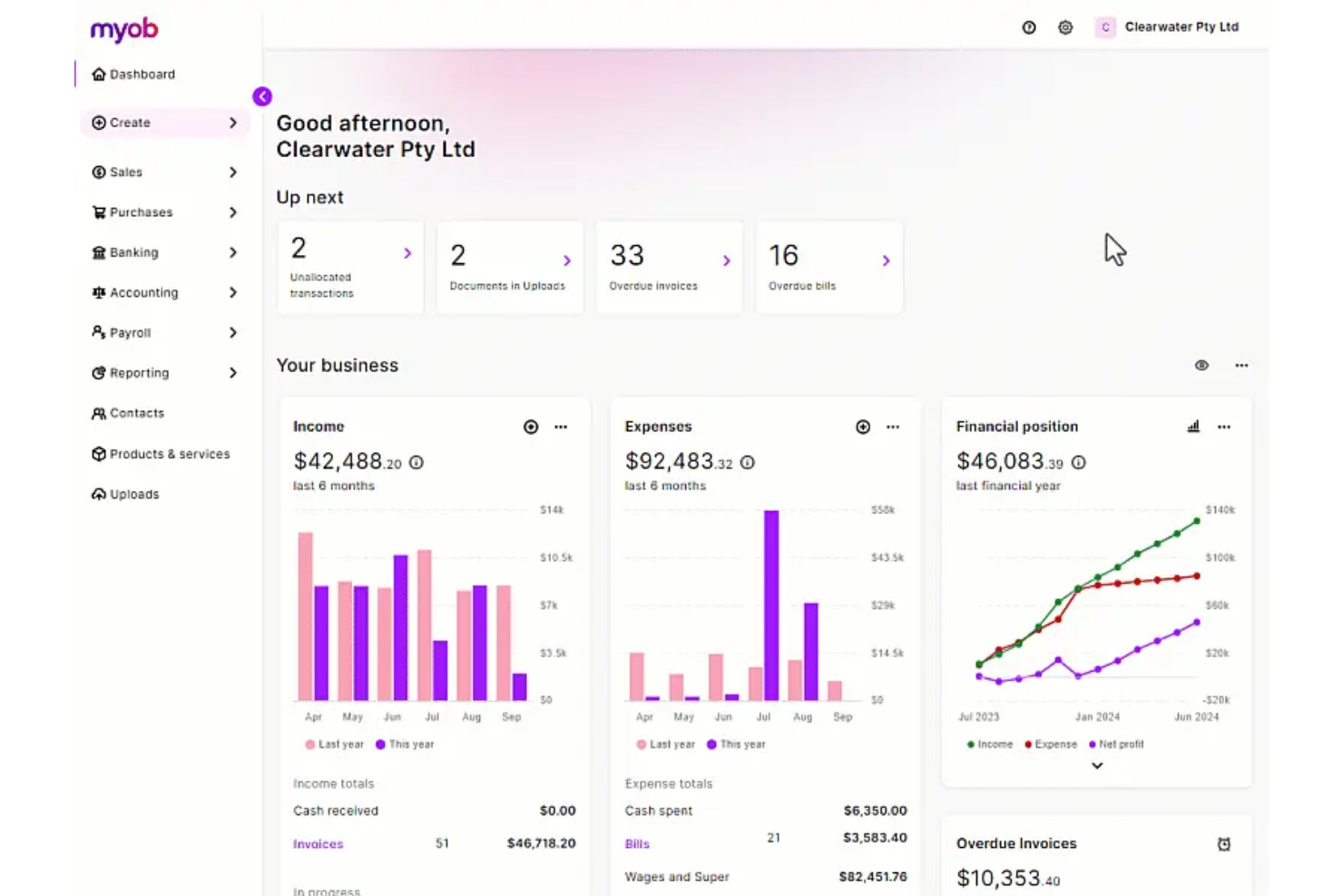 MYOB screenshot - Die 10 besten Buchhaltungssoftwares für mehrere Währungen im Jahr 2026