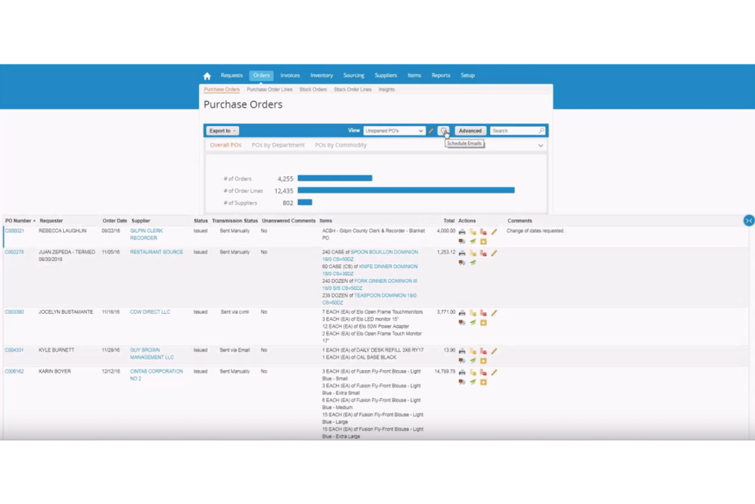 Coupa screenshot - 10 meilleurs logiciels de bons de commande évalués en 2026