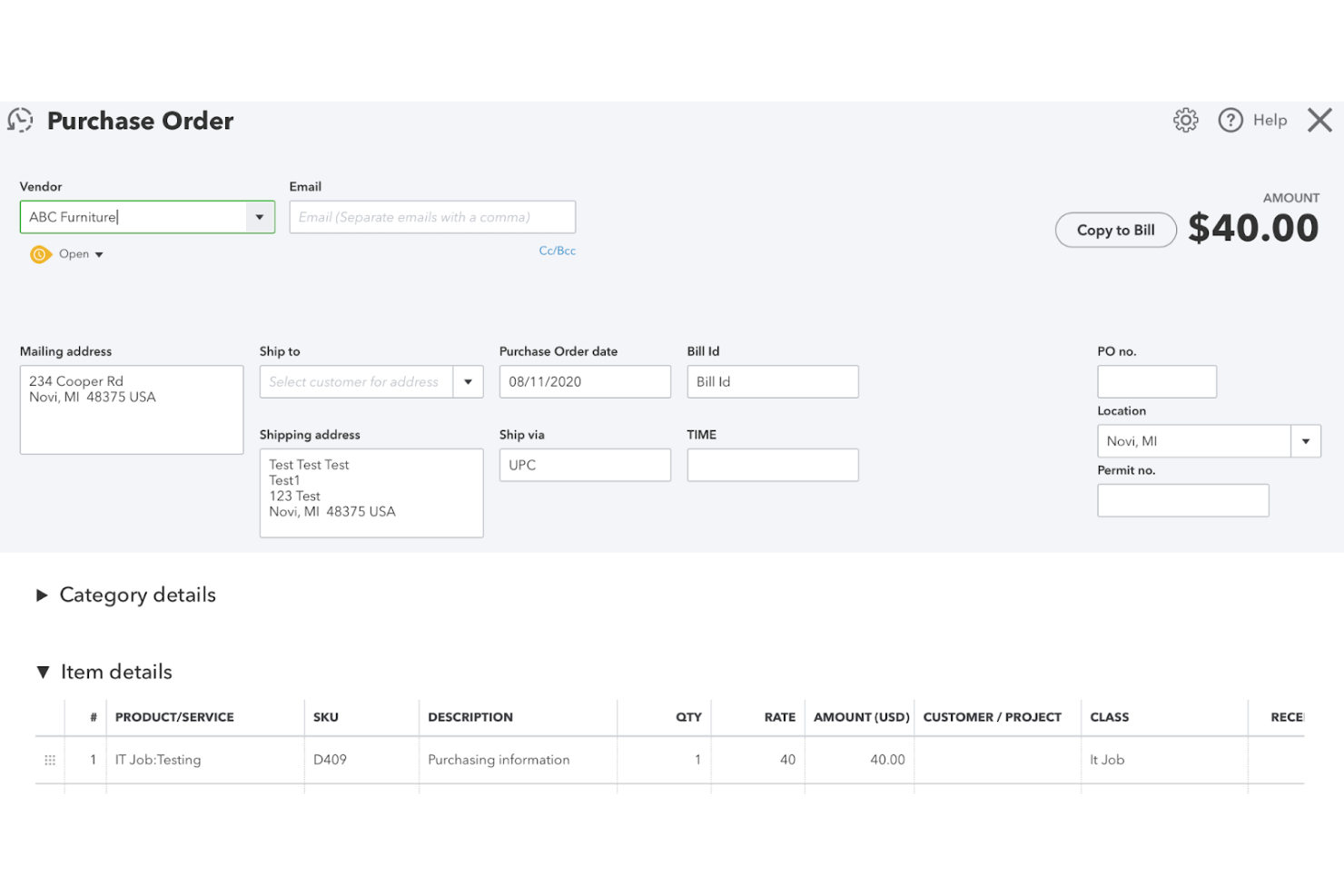 QuickBooks Online screenshot - 10 meilleurs logiciels de bons de commande évalués en 2026