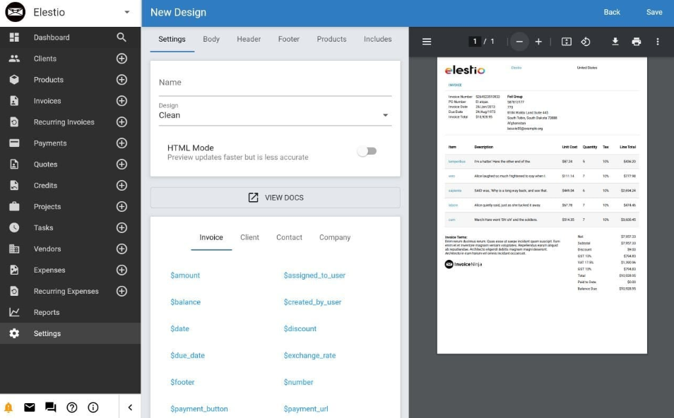 Invoice Ninja screenshot - 10 meilleurs logiciels de facturation récurrente évalués en 2026