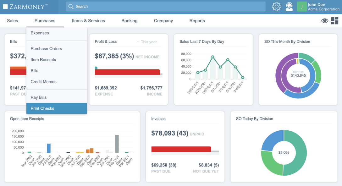 ZarMoney screenshot - 10 meilleurs logiciels de facturation récurrente évalués en 2026