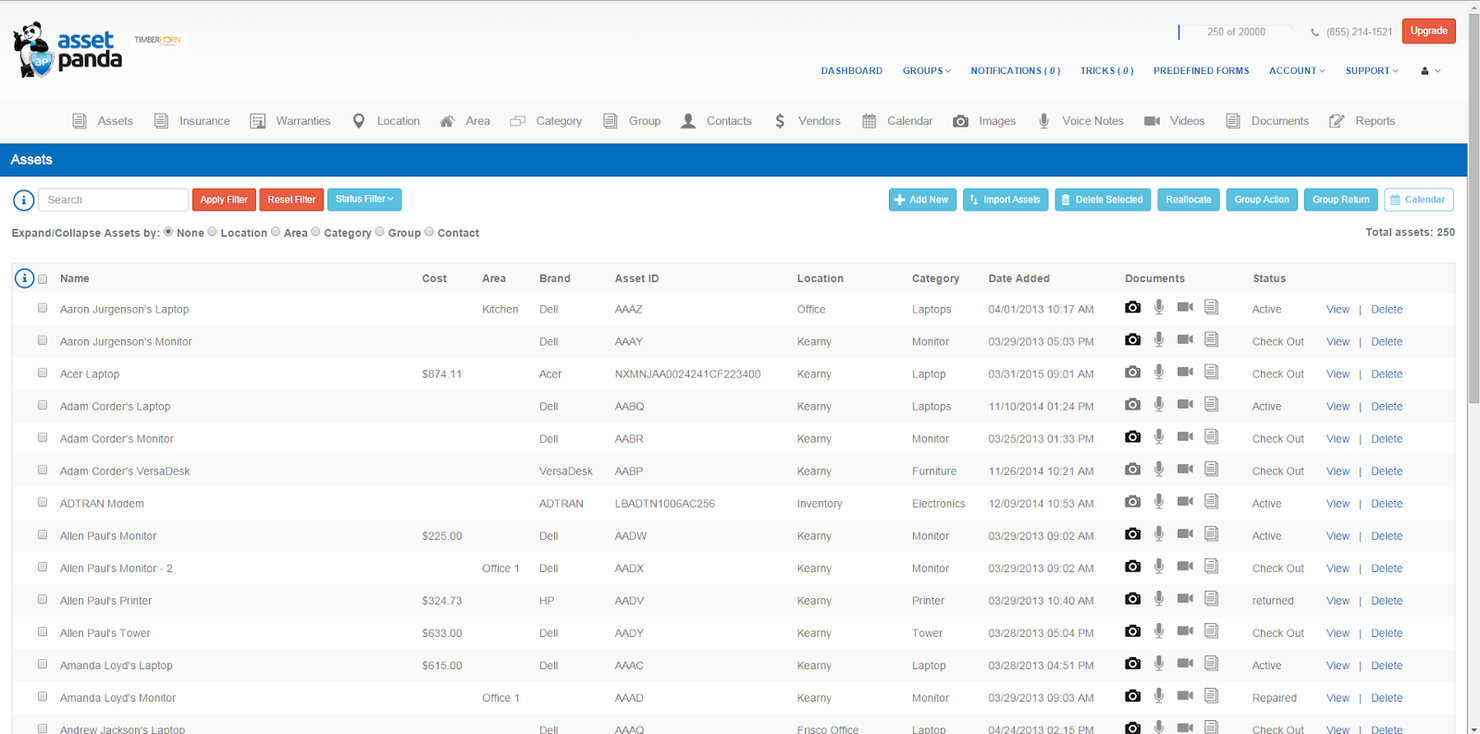 Asset Panda screenshot - 10 Meilleurs Logiciels de Gestion des Actifs d’Entreprise Évalués en 2026