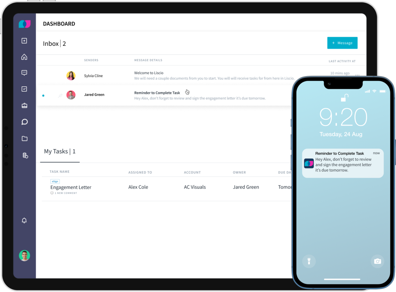 Liscio screenshot - 10 meilleurs logiciels de comptabilité avec gestion de la relation client évalués en 2026