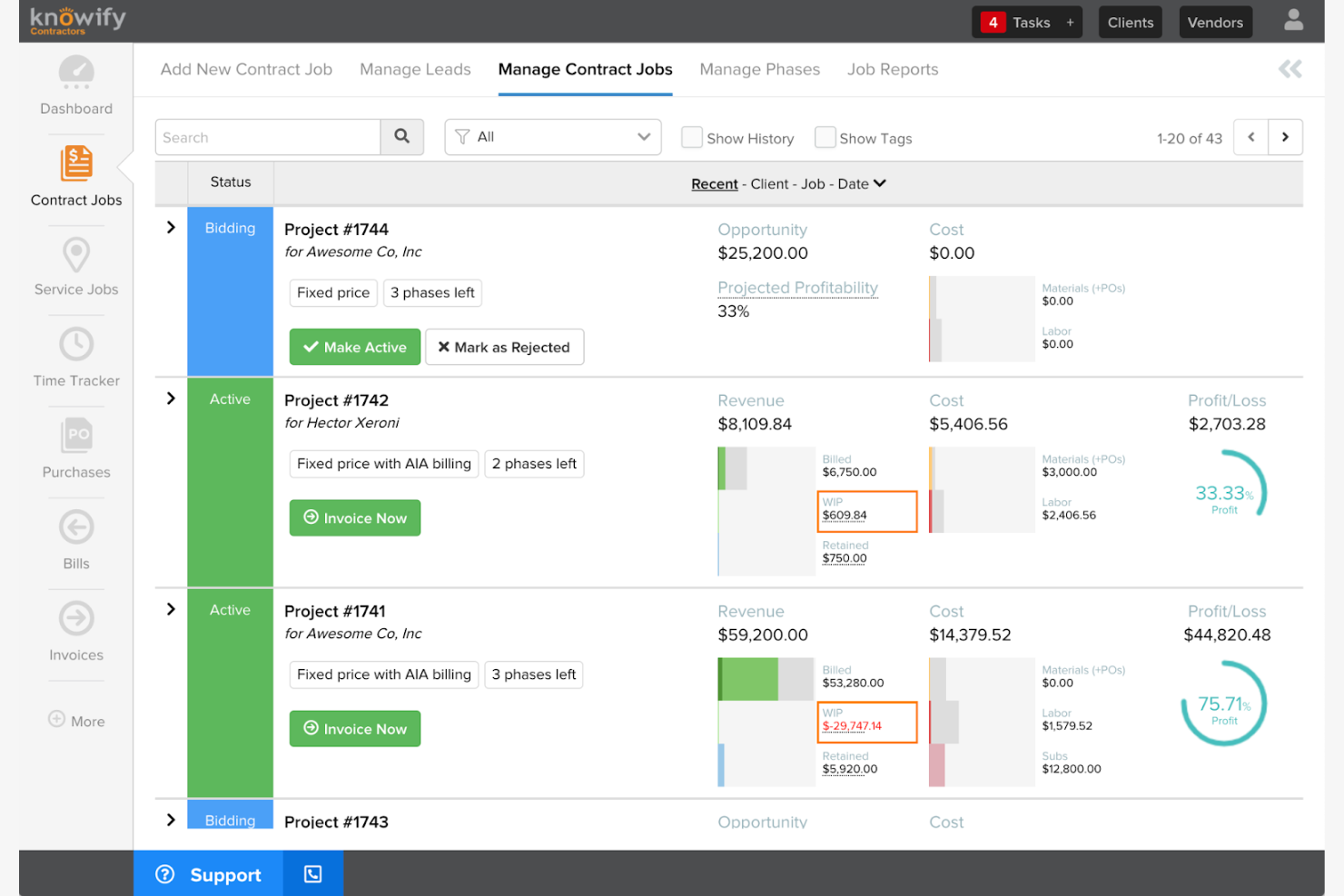 Knowify screenshot - Die 10 besten Projektbudgetierungssoftwares, die ich 2026 getestet habe