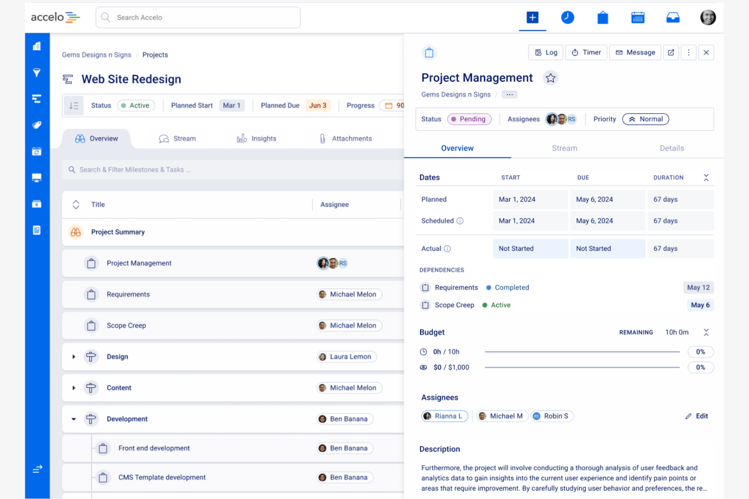 Accelo screenshot - Les 10 meilleurs logiciels de budgétisation de projet que j’ai testés en 2026