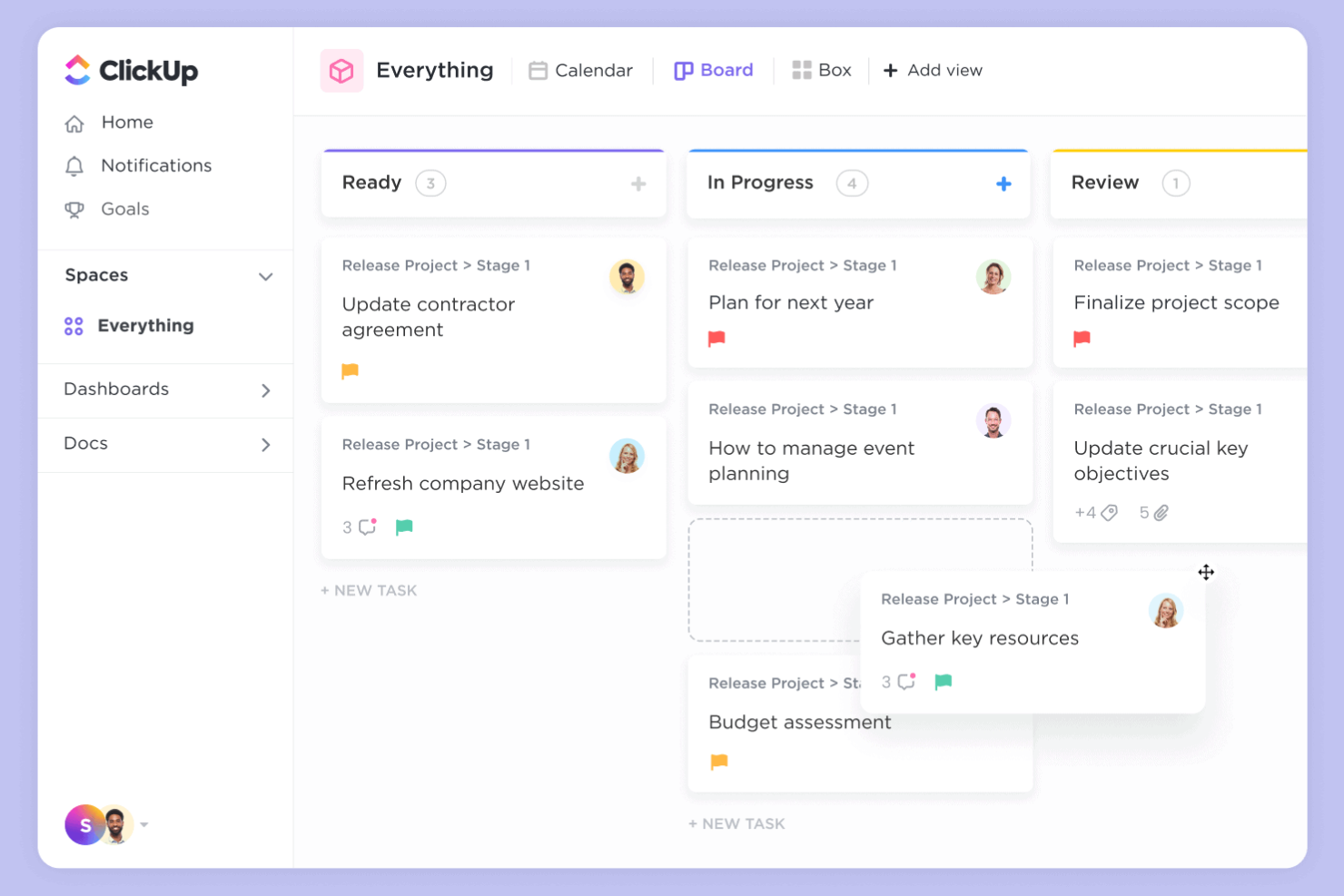 ClickUp screenshot - 14 alternatives à Smartsheet pour 2026