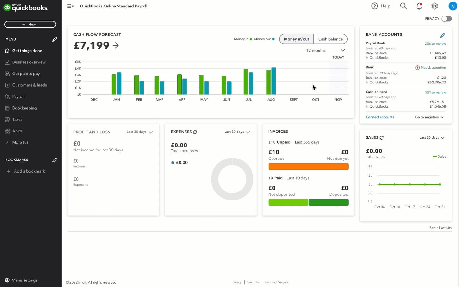 QuickBooks screenshot - 10 beste Buchhaltungssoftwares mit Kundenportalen im Jahr 2026