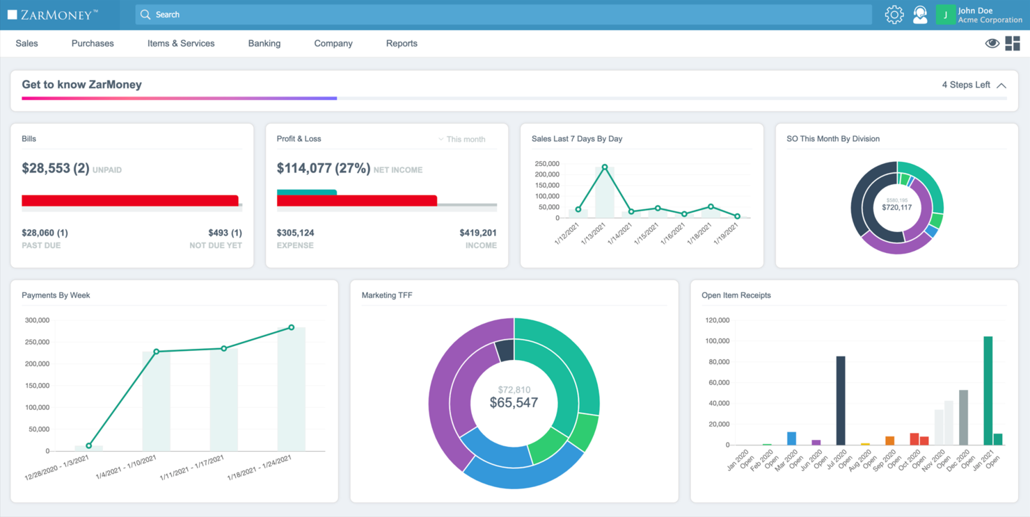 ZarMoney screenshot - Les 10 meilleurs logiciels de comptabilité pour les startups évalués en 2026