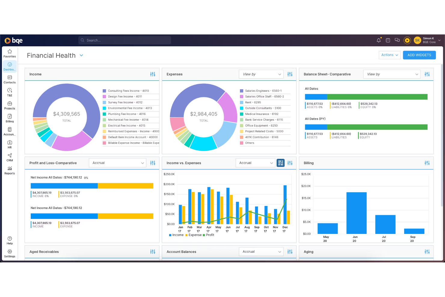 BQE Core screenshot - Die 10 besten Softwarelösungen für das Management von Buchhaltungs-Workflows 2026