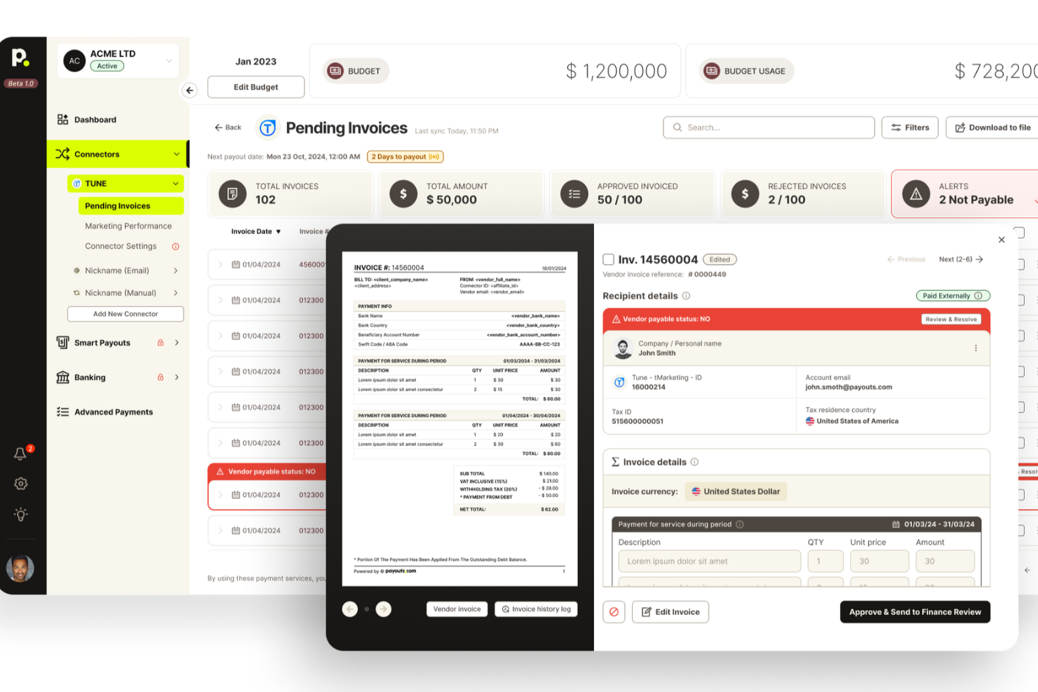 Payouts screenshot - 19 Beste KI-Buchhaltungssoftware im Test 2026