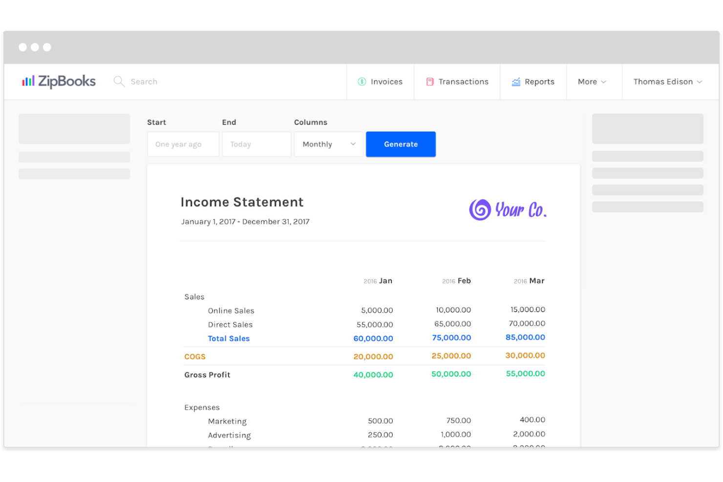 ZipBooks screenshot - 10 beste Buchhaltungssoftware mit Lohnabrechnung im Jahr 2026
