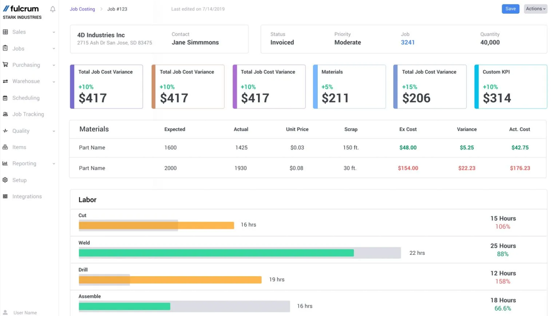 Fulcrum screenshot - 10 meilleurs systèmes ERP pour la fabrication sur mesure en 2026