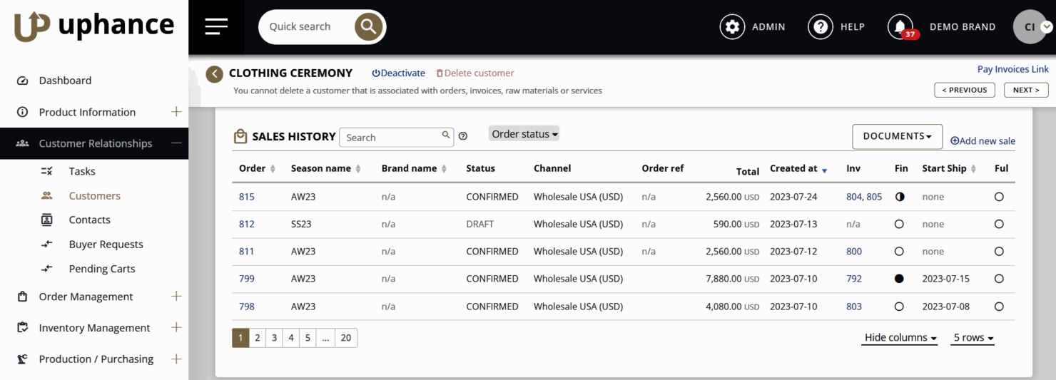 Uphance screenshot - Die 10 besten ERP-Systeme für die Bekleidungsindustrie im Test 2026