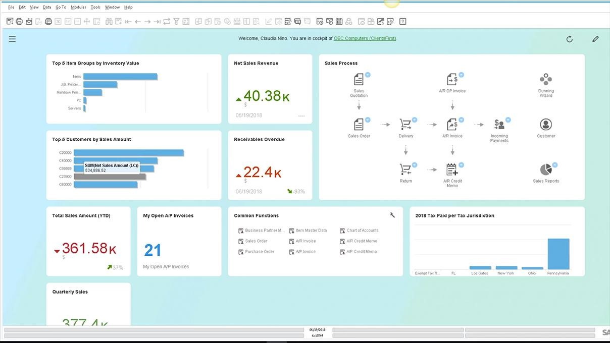 SAP Business One screenshot - Les 10 meilleurs ERP pour la fabrication de meubles évalués en 2026