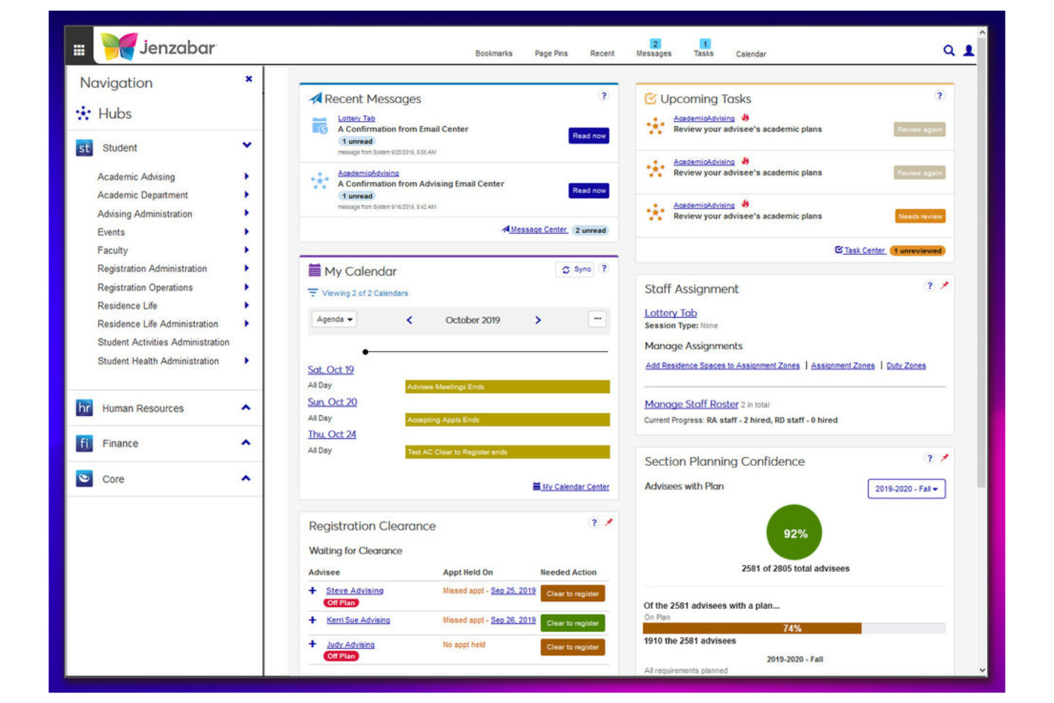 Jenzabar One screenshot - 10 meilleurs progiciels de gestion intégrée (ERP) pour l’éducation passés en revue en 2026