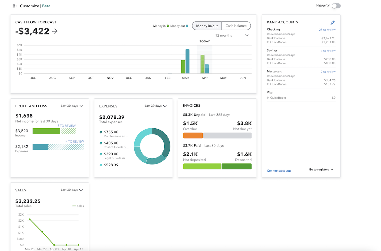 QuickBooks Online screenshot - 10 meilleurs logiciels de comptabilité en ligne évalués en 2026