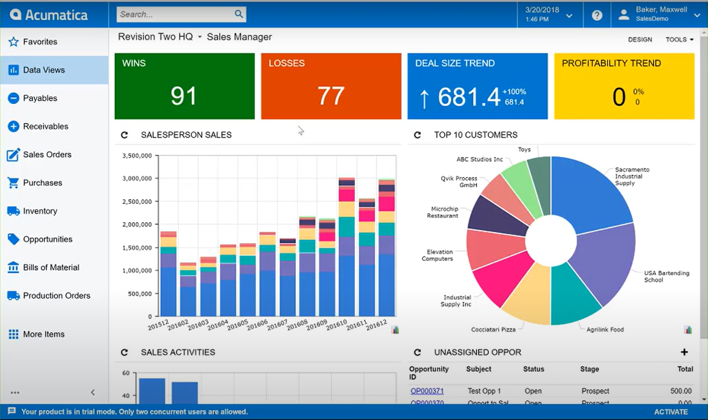 Acumatica screenshot - Die 10 besten ERP-Softwarelösungen für die Fertigungsindustrie 2026