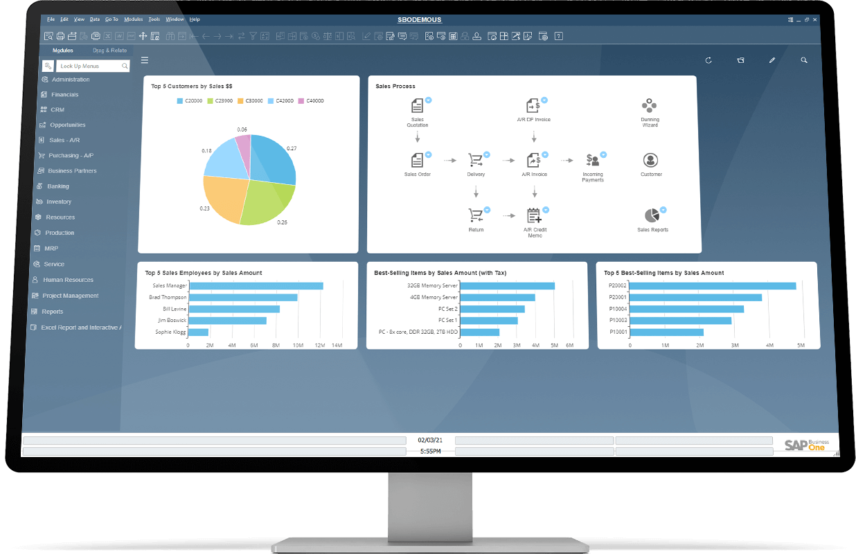 SAP Business One screenshot - Les 10 meilleurs logiciels de comptabilité ERP pour la finance en 2026
