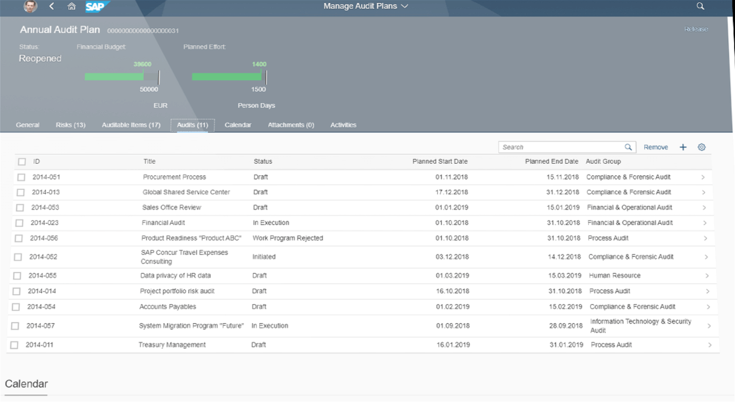 SAP Audit Management screenshot - Les 10 meilleurs logiciels de gestion des audits évalués pour 2026