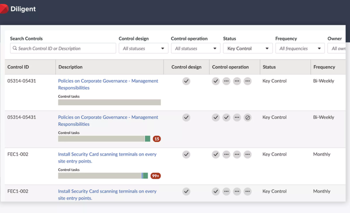 Diligent screenshot - Les 10 meilleurs logiciels de gestion des audits évalués pour 2026
