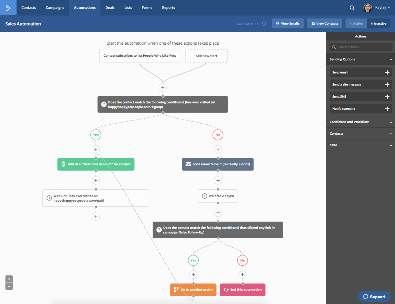 ActiveCampaign screenshot - 10 beste Buchhaltungs-CRM-Software im Test für 2026