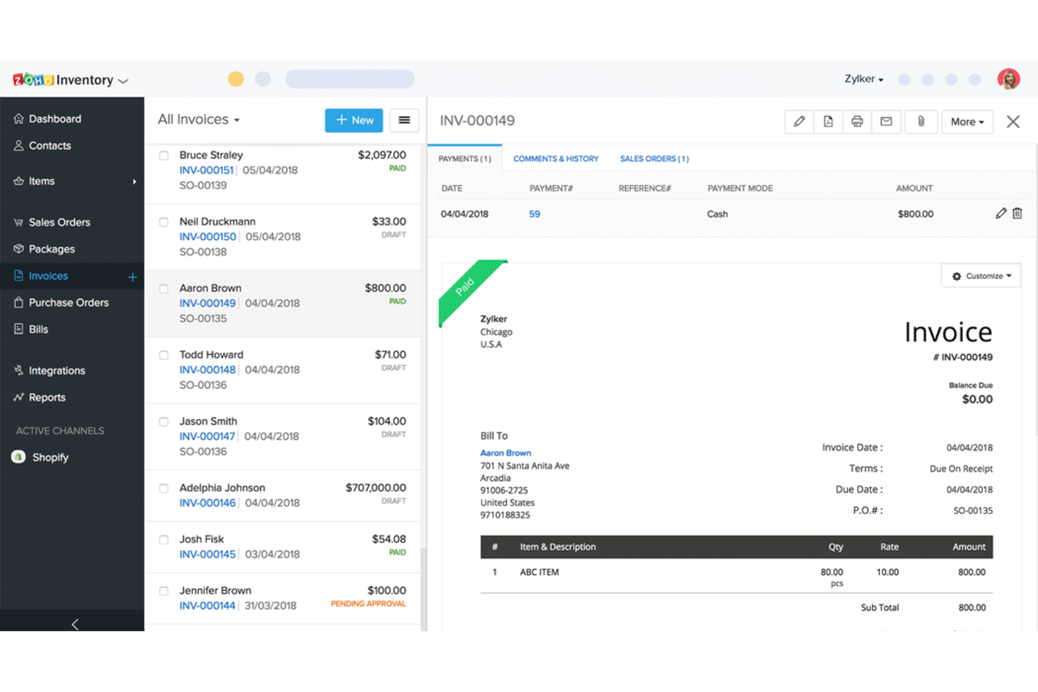 Zoho Books screenshot - 10 beste Buchhaltungssoftware für kleine Unternehmen im Jahr 2026