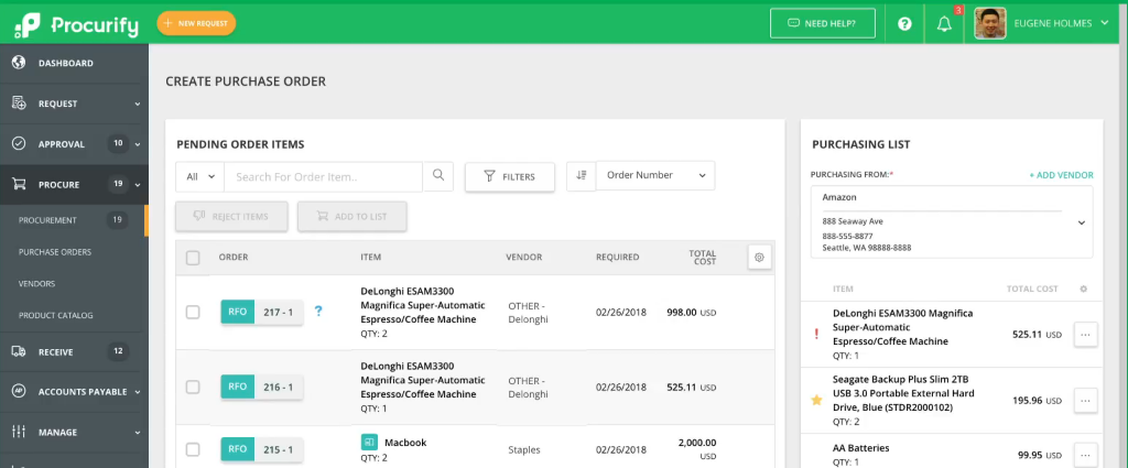 Procurify screenshot - 10 Meilleurs Logiciels de Comptes Fournisseurs Évalués Pour 2026