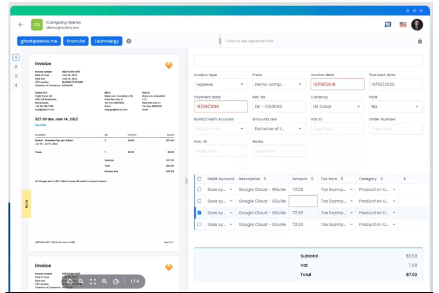DOKKA screenshot - 10 meilleurs logiciels d’automatisation des comptes fournisseurs pour 2026