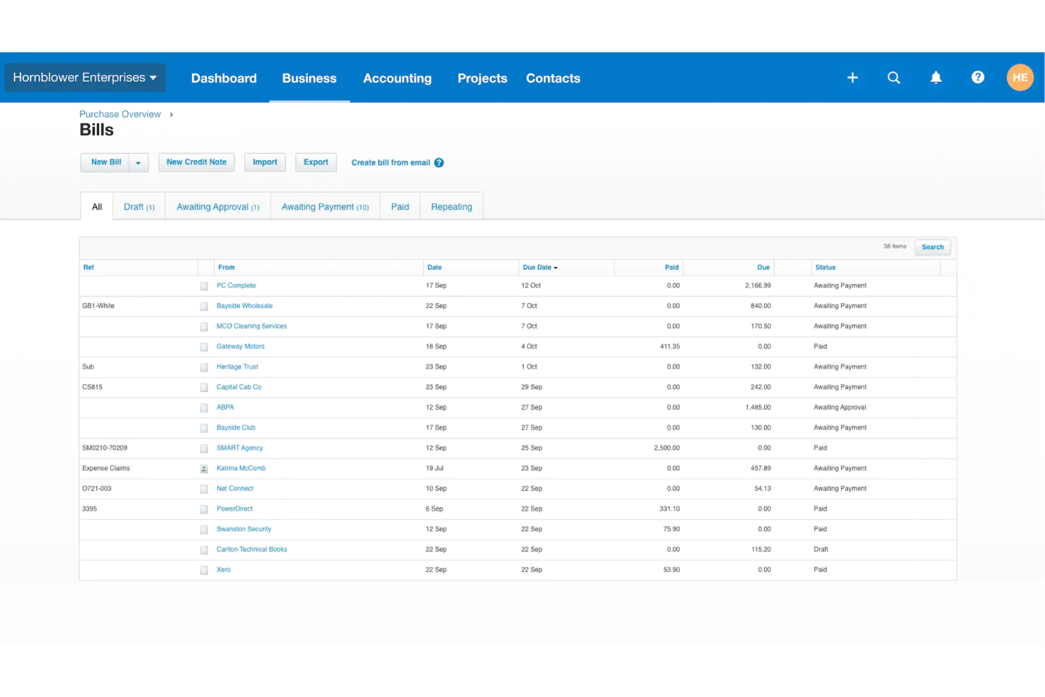 Xero screenshot - 10 beste Softwarelösungen zur Automatisierung der Kreditorenbuchhaltung für 2026
