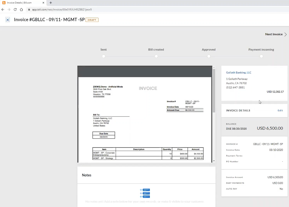 BILL screenshot - 10 beste Abrechnungssoftwares für schnelleren Cashflow im Jahr 2026