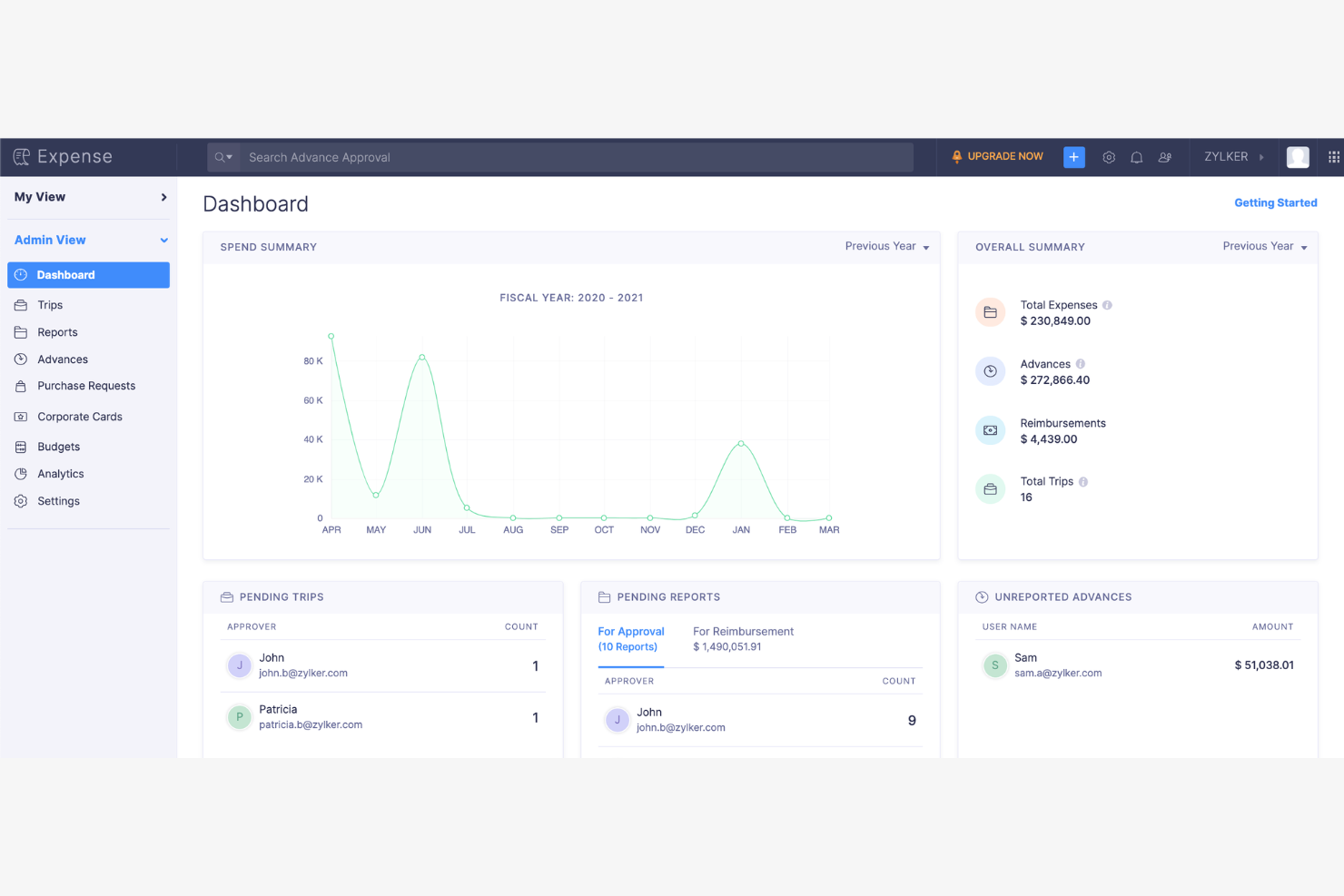 Zoho Expense screenshot - 15 beste SAP Concur Alternativen im Jahr 2026