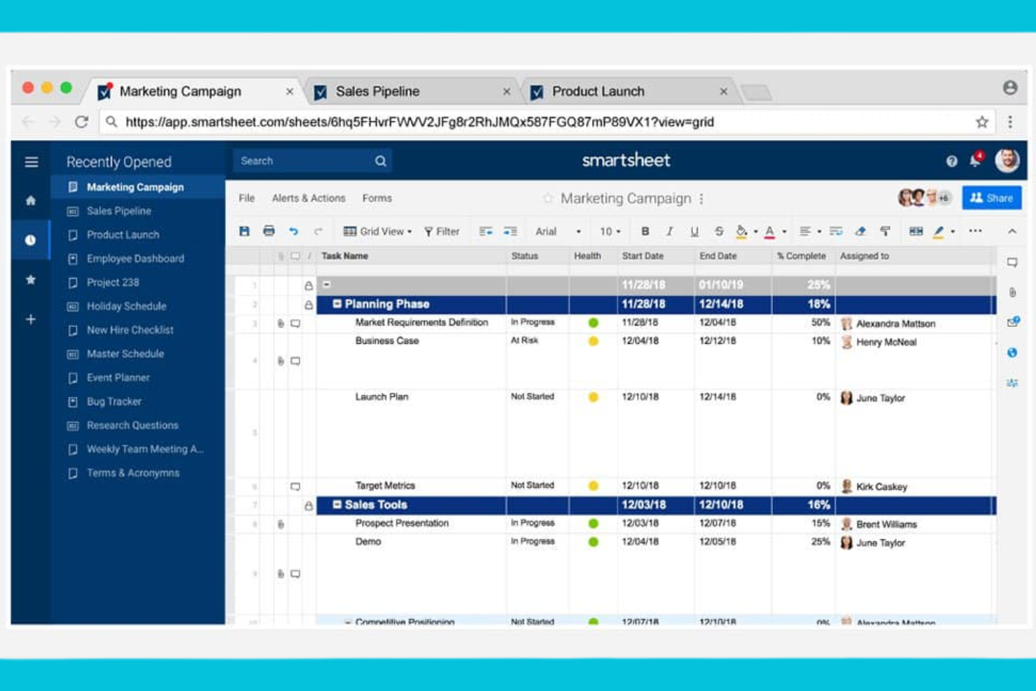 Smartsheet screenshot - 15 meilleures alternatives à Wrike pour 2026