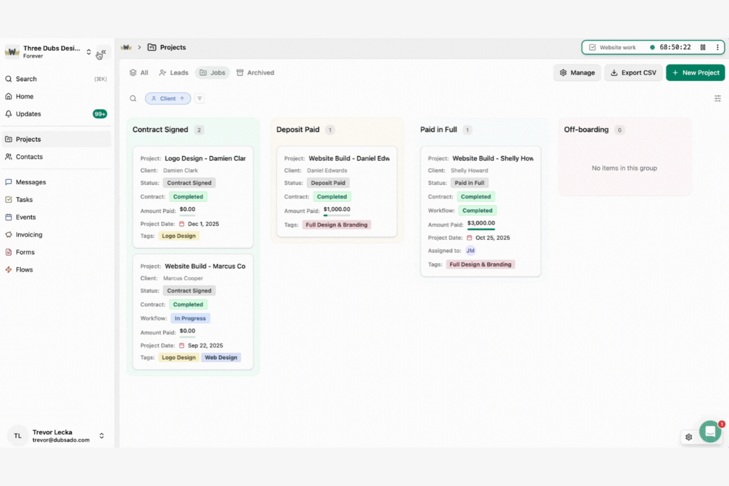 Dubsado screenshot - 12 Beste HoneyBook-Alternativen im Test 2026