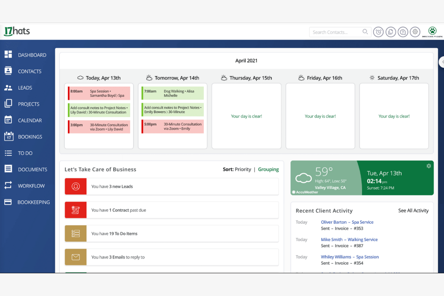 17hats screenshot - 12 Beste HoneyBook-Alternativen im Test 2026