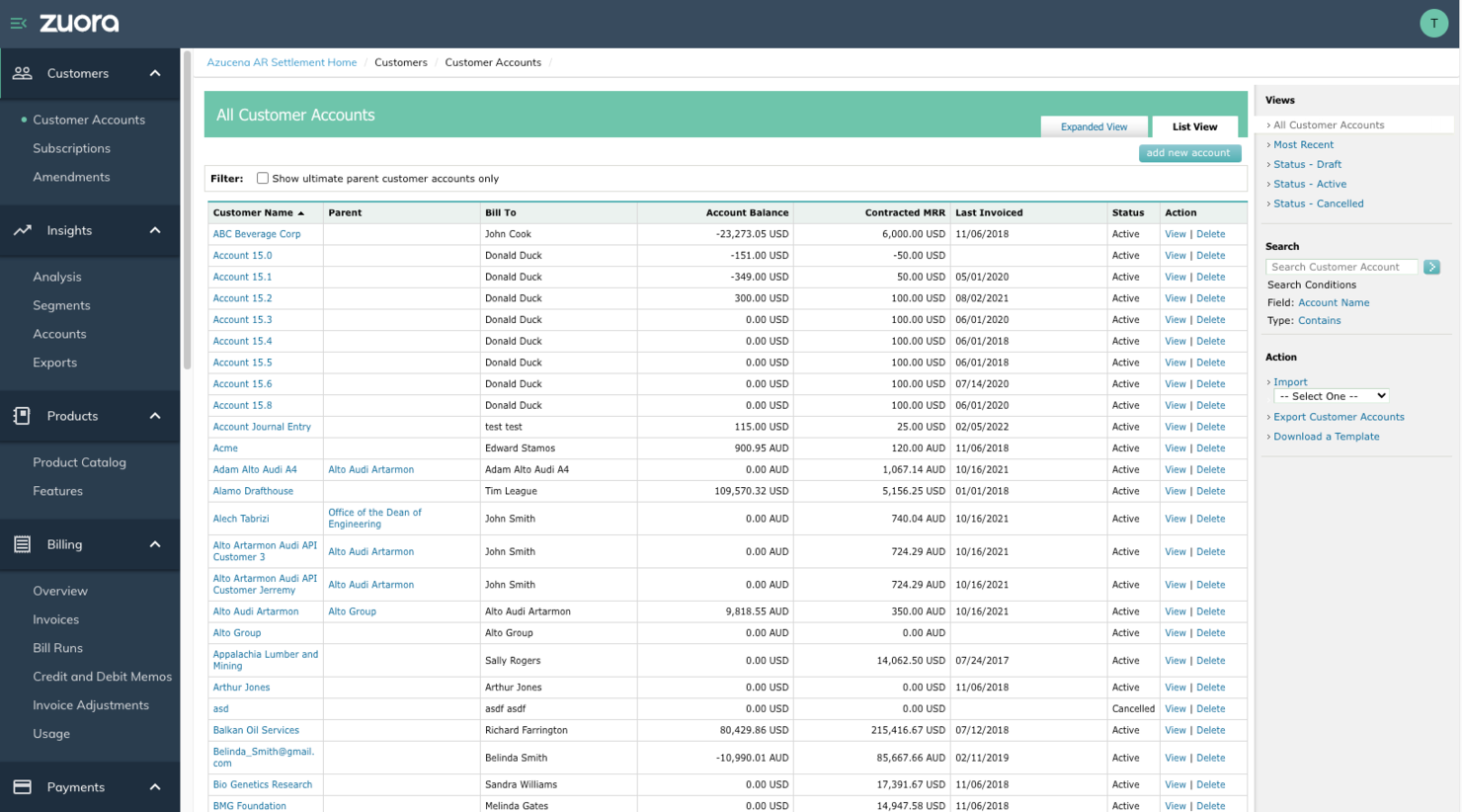 Zuora screenshot - 19 meilleures alternatives à Chargebee passées en revue en 2026