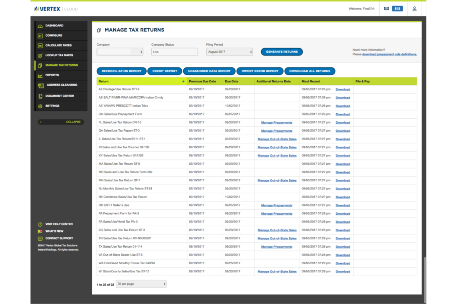 Vertex screenshot - 16 meilleures alternatives à TaxJar examinées en 2026