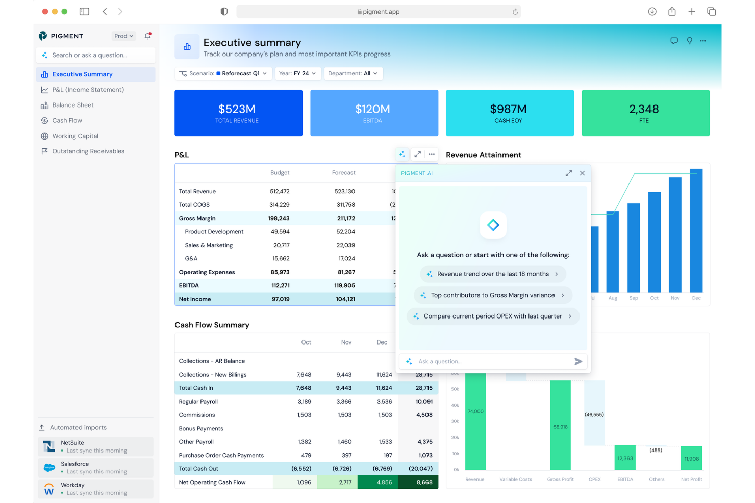 Pigment screenshot - 10 meilleurs logiciels de budgétisation d’entreprise évalués en 2026