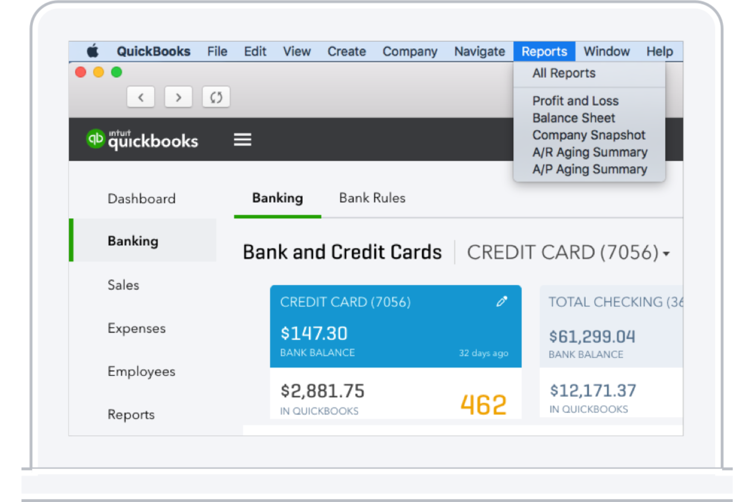 QuickBooks for Mac screenshot - 10 mejores programas de contabilidad para Mac analizados para 2026