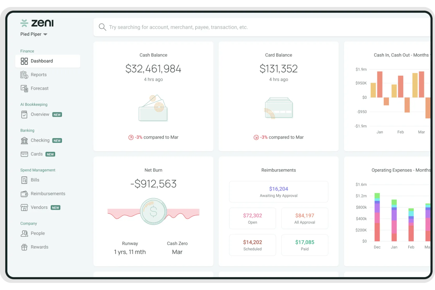 Zeni screenshot - 10 mejores programas de contabilidad para Mac analizados para 2026