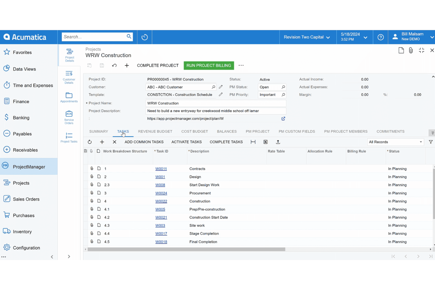 Acumatica Construction Edition screenshot - Los 10 Mejores Programas de Contabilidad para Contratistas en (2026)