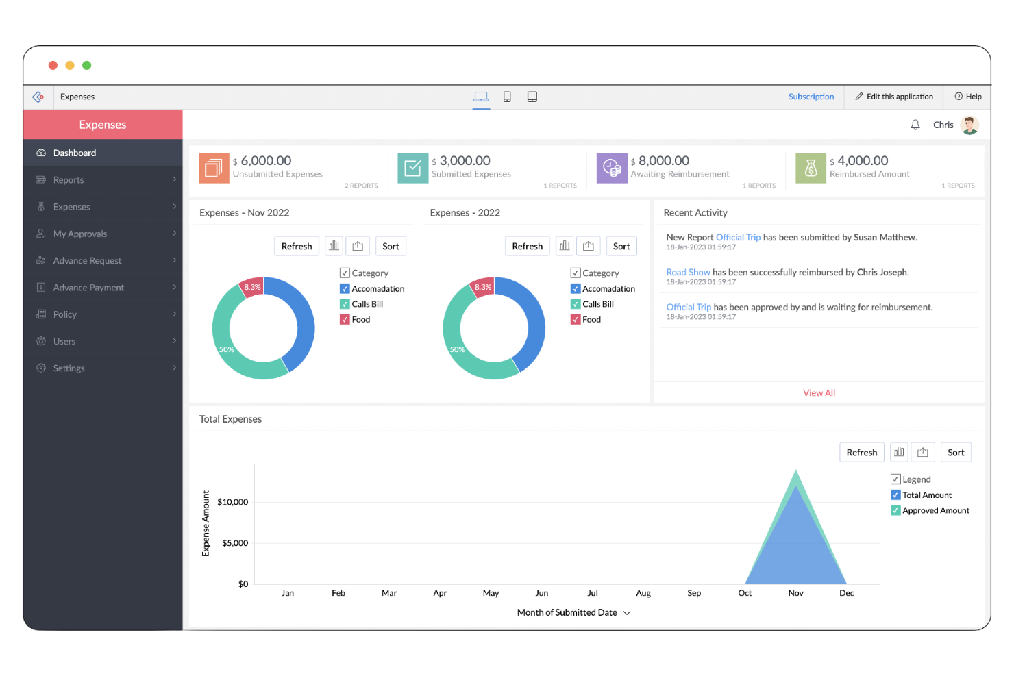 Zoho Expense screenshot - 10 meilleurs outils de gestion des dépenses pour petites entreprises en 2026